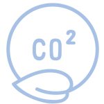Co2 icon surrounded with a leaf in baby blue