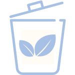 Green waste bin icon in baby blue