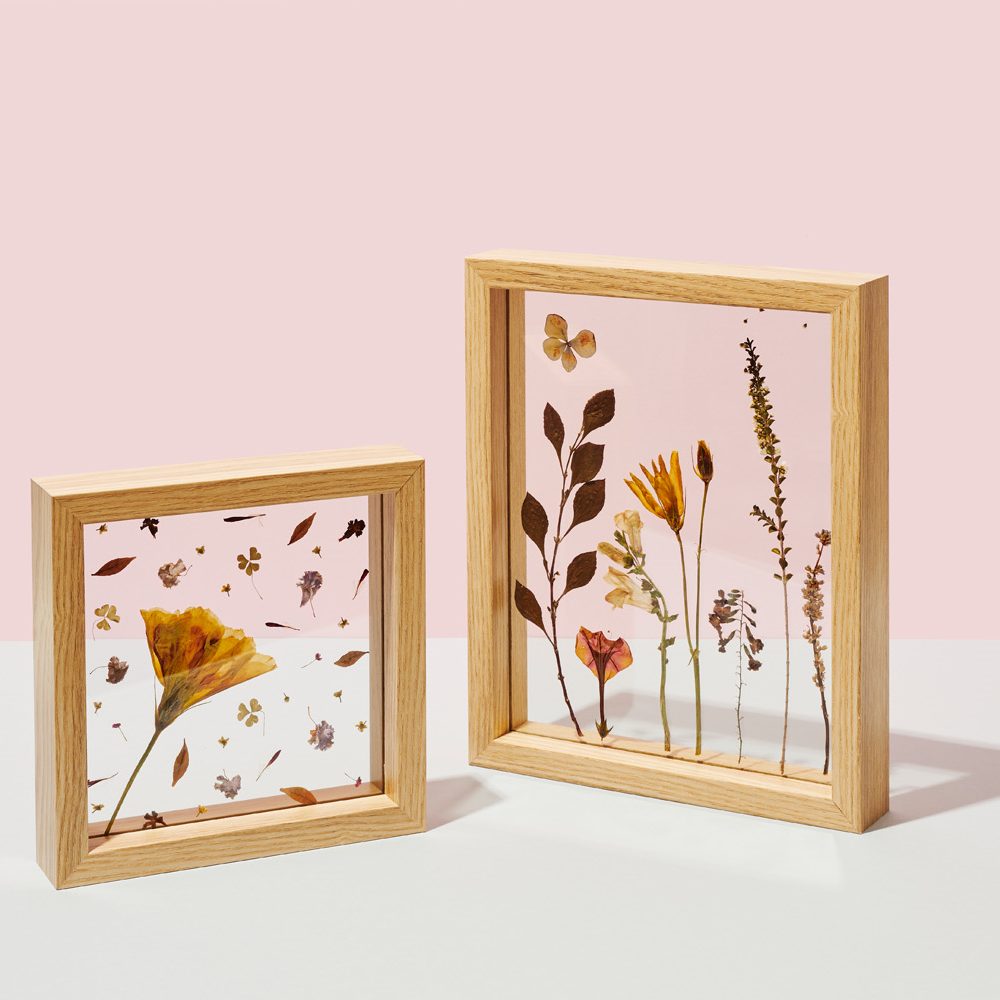 Two Pressed Flower Art Floating Frames handcrafted by Florapeutic